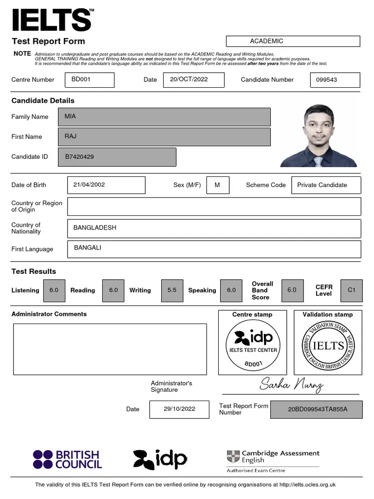 Ielts Original Certificate